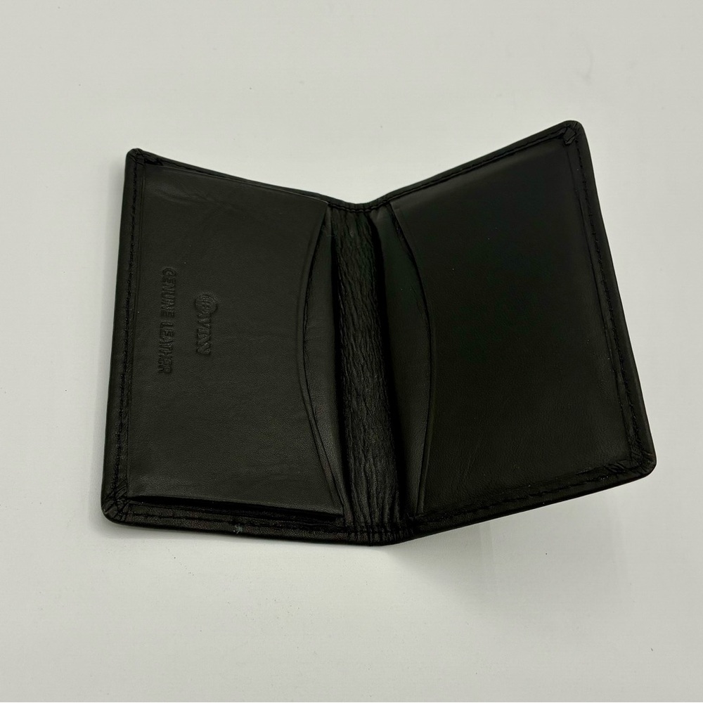 NEW Genuine Leather Black Men's Bifold Wallet - Black